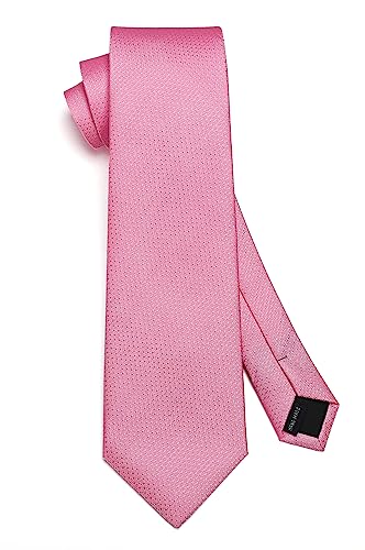 Image of HISDERN Mens Ties Solid Color Tie and Pocket Square Set Classic Woven Formal Neckties & Handkerchief Wedding Party
