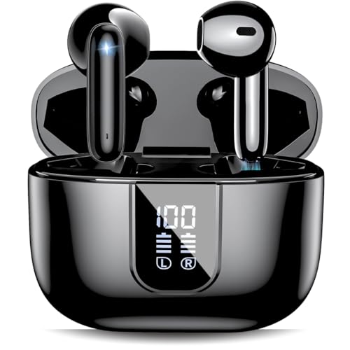 RUDTech Wireless Earbuds, Bluetooth 5.4 In-Ear Headphones with 4 ENC Noise Cancelling, HiFi Stereo Deep Bass, 42H Playtime, IPX4 Waterproof, LED Display Bluetooth Earphones (Black)