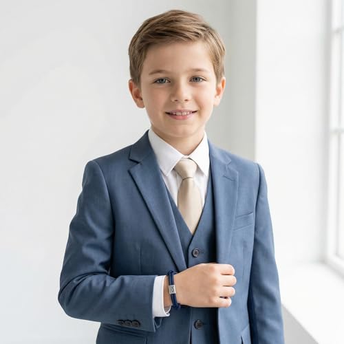 DPKOW Geschenk Kommunion Junge Karte mit Umschlag Männer Armband Fisch, Herzliche Glückwünsche zur Kommunion Karte Geschenk Junge Erstkommunion Fisch Kommunionsgeschenk, mit Box, Nylon geflochten