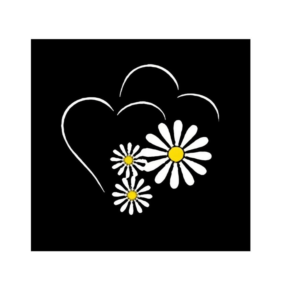 Auto Accessory White Daisy Heart Car Sticker, Waterproof Scratch Resistant Vinyl Decal Romantic Floral Design for All Vehicles