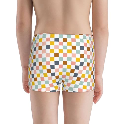 Boys' Cotton Boxer Brief Soft Underwear-Colorful Checkered3
