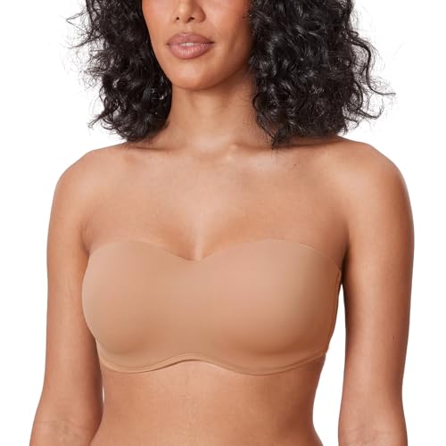 Image of DELIMIRA Women's Strapless Bra Minimizer Seamless Underwire Unlined Bandeau for Big Bust