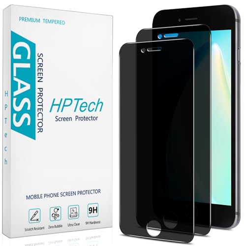 HPTech (2 Pack) Privacy Screen Protector for iPhone SE 3 SE 2022 iPhone SE 2 SE 2020 iPhone 8 iPhone 7 Anti Spy Tempered Glass Anti Scratch Bubble Free
