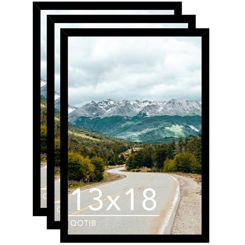 13x18 Picture Frame Black for Wall Hanging, Wood 13 x 18 Frame Photo Frame for Wall Horizontally or Vertically, Black, 3 Pack