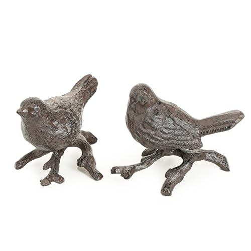 Sungmor-Cast-Iron-Small-Bird-Statues-Set-of-2-Rust-Brown-Bird-with-Branch-Collectible-Figurines-Farmhouse-Home-Garden-Decorative-Bird-Sculpture-Realistic-Indoor-and-Outdoor-Ornaments Sungmor Cast Iron Small Bird Statues Set of 2 Rust Brown Bird with Branch Collectible Figurines Farmhouse Home Garden Decorative Bird Sculpture Realistic Indoor and Outdoor Ornaments