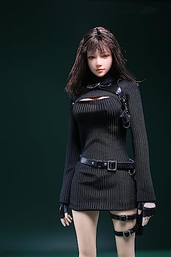 Vêtement femme 1/6 pull noir ouvert sur la poitrine pour figurine articulée 30 cm