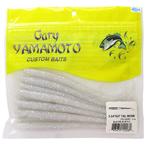 ゲーリーヤマモト ５ー３／４インチ カットテールワーム ＫＵＴ ＴＡＩＬ ＷＯＲＭ ０３１ パールホワイト／シルバーフレーク