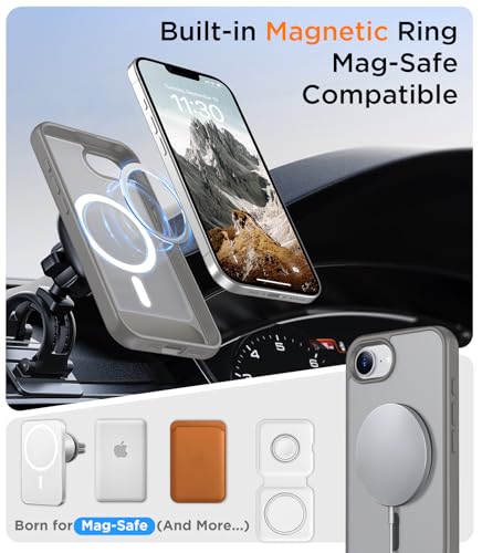 Image of Magnetic Compatible with iPhone 17e Case & iPhone 16e Case,[Built-in Invisible Kickstand][Compatible with MagSafe][Military Grade Shockproof] Slim Translucent Matte Case for iPhone 16e /17e 6.1 inch