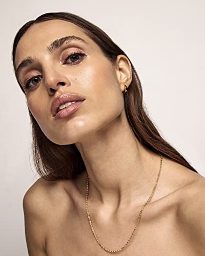 Hey Harper Easy Necklace 14K Gold Cable Chain Necklace For Women - Dainty Long And Waterproof Jewelry - Stainless Steel Necklace Perfect For Everyday Wear #TOP3