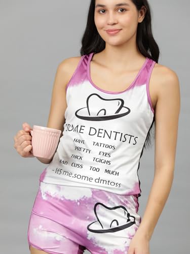 Image of KOTTY Women's Printed Satin Night Suit Shirt & Pyjama Set