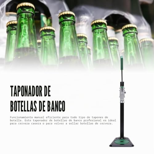 Miniatura 2 de Denash Taponadora De Botellas Manual, Máquina Taponadora De Botellas De Hierro De Montaje En Banco Con Base Antideslizante Para Botellas De Aceite De Refrescos De Cerveza Casera
