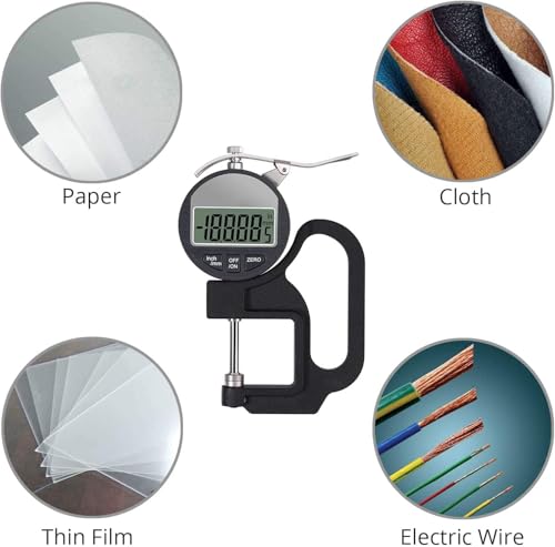 Image of Digital Thickness Gauge 0-12.7mm / 0.5 Inch Electronic Micrometer with Large LCD Display, 0.001mm High Precision, Inch /Metric Conversion (0.001 MM 0 to 12.7mm)