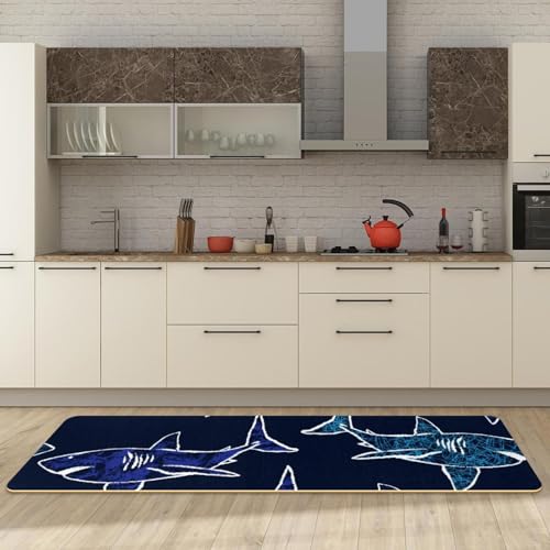Tapis de cuisine antidérapants lot de 2 grand format lavable requin - 3