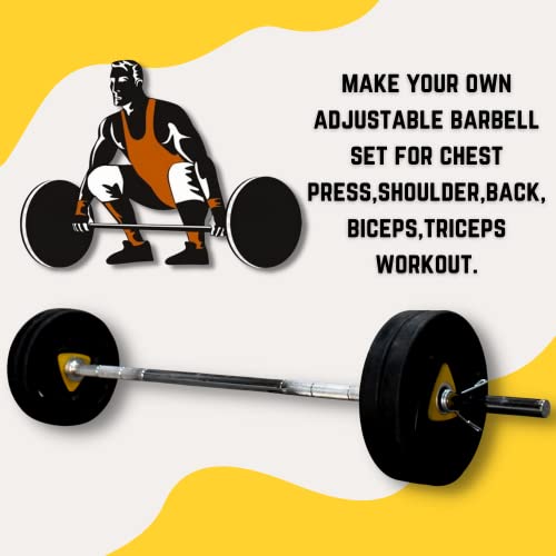 Image of HASHTAG FITNESS Metal Integrated Rubber Plates, Gym Equipment Set For Home Workout With 5Ft Rod, 3Ft Curl Rod And Star Nut Dumbbell Set For Home 10Kg To 100Kg, Black