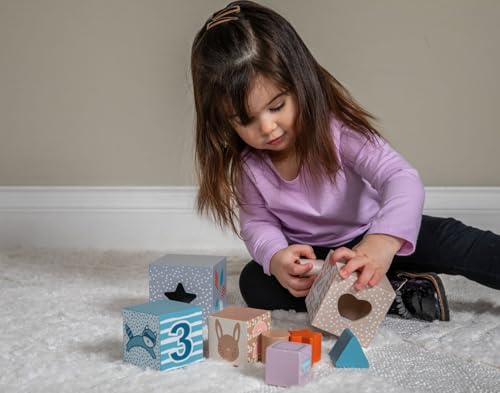 Image of Mary Meyer Leika Wooden Toys Nesting & Stacking Blocks Montessori Toys for 18+ Months Old Toddler Preschool Gifts, 3.5 x 13.5-Inches, Woodland Animals