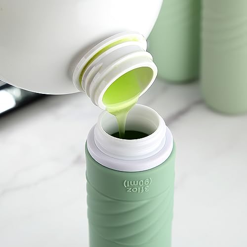 Image of Gemice Travel Bottles for Toiletries, Tsa Approved 3oz Portable Travel Bottles, BPA Free Leak Proof Squeezable Travel Size Containers, Travel Accessories for Shampoo Conditioner Lotion (4 Pack), Green