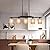 Dining Room Light Fixture/Chandelier Over Table, 5-Light Kitchen Island Lighting Hanging for Farmhouse Matte Black Linear Chandeliers Rustic Solid Wood Ceiling Pendant Light Fixture Linen Shade