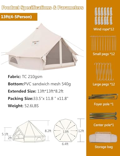Tienda Bell Tent Yurt con Estufa para Camping y Glamping miniatura 6