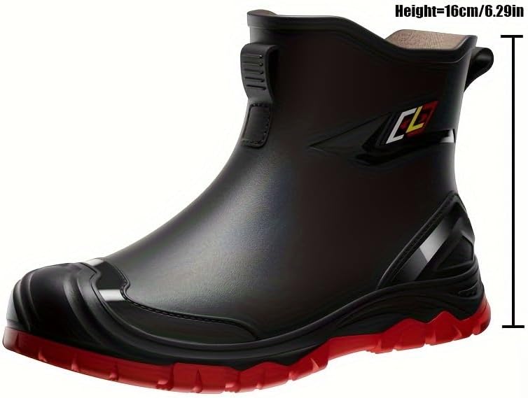Men's All-Season Waterproof Rain Boots - Slip-Resistant, Outdoor Work Shoes with Comfort