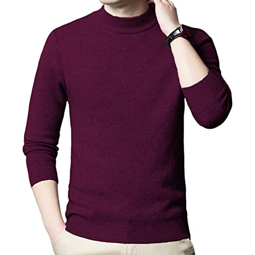 Gola alta para homens - manga comprida masculina meia gola alta,Suéteres Térmicos Tricô Básico Casua