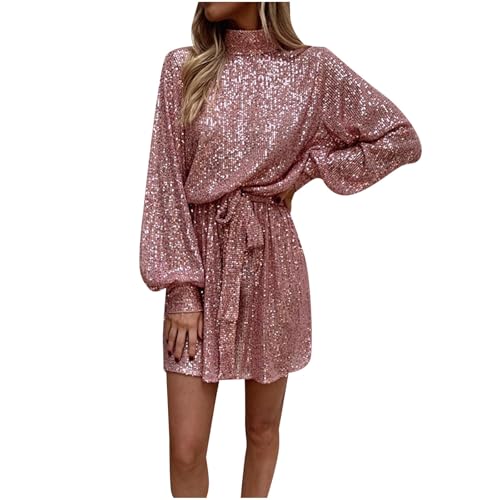 Robe de soirée trapèze scintillante col rond pour sublimer votre silhouette midi