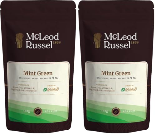 Image of McLeod Russel 1869 - Mint Green | 100g | Long Leaf Green Tea | 100% Pure & Natural Mint | Refreshing | Digestive Drink | Post-Meal Cup | Iced Tea | 40+ Cups (Pack of 2)