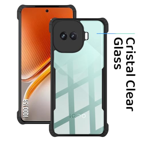 Image of Polycarbonate Crystal Clear Back Cover Case for iQOO 15R 5G | 360 Degree Protection | Shock Proof Design | Transparent Back Cover for iQOO 15R 5G - Black Bumper