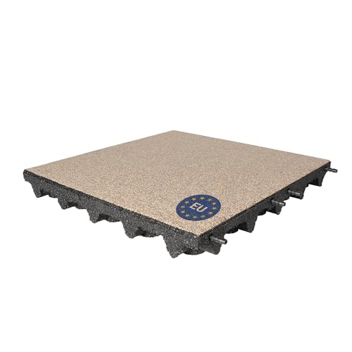 Gartenpirat Dalle amortissante 50x50 cm 65 mm Sable désert – Caoutchouc certifié en 1177 pour Aire de Jeux, balançoire, Toboggan – Antichoc,...