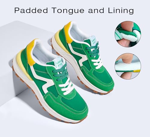 Image of LUCKY STEP Women's Retro Fashion Casual Sneakers Colorblock Platform Classic Trendy Trainning Anti-Slip Tennis Travel Walking Shoes