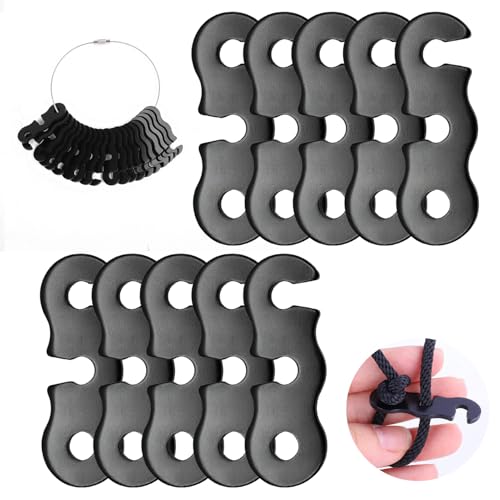 Mewflew Set de tensores de cable, 22 piezas de tensores de cable con 2 anillos de acero – Tensor de cuerda para tienda de campaña, lona, sombrilla, camping – Tensores de cable reutilizables, ligeros y
