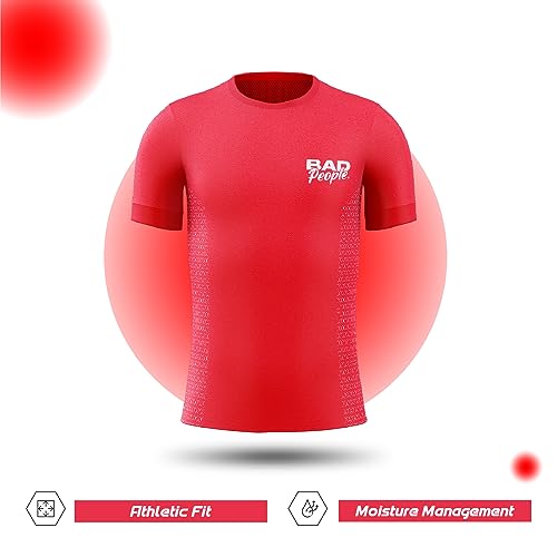 Image of Active Wear Sports T Shirts | Dry Fit | Unisex | Soft & Stretchable Fabric Badminton T Shirt (Red /Size 2XS)