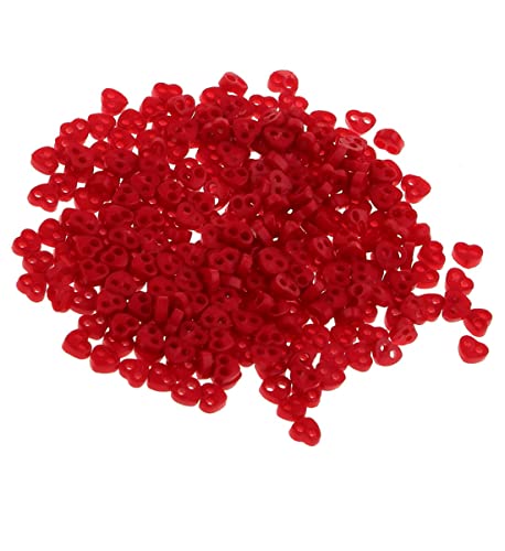 6mm Tiny Heart Buttons - Mini 2-Hole, Small Plastic 1/4