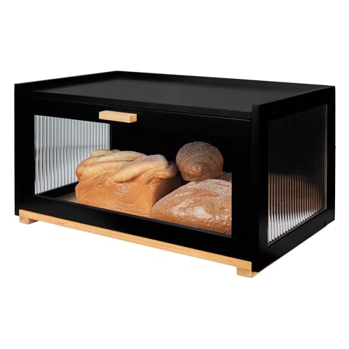 MinBoo Bread Box for Kitchen Counter, Large Bamboo Bread Storage