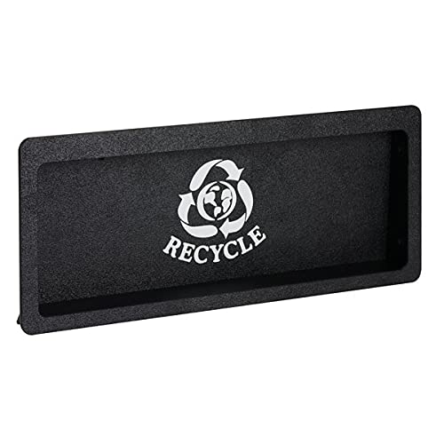 Dispense-Rite FMRD-3BT Built-in Trash Door, Recycling Symbol Faceplate, Large, 6-9/16" H x 16-11/16" W Cut-Out, Black Polystyrene, 7-1/2" H x 17-5/8" W x 2-1/4 "D