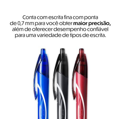 BIC, Caneta em Gel, Gelocity, Quick Dry, Ponta Fina, 3 Cores