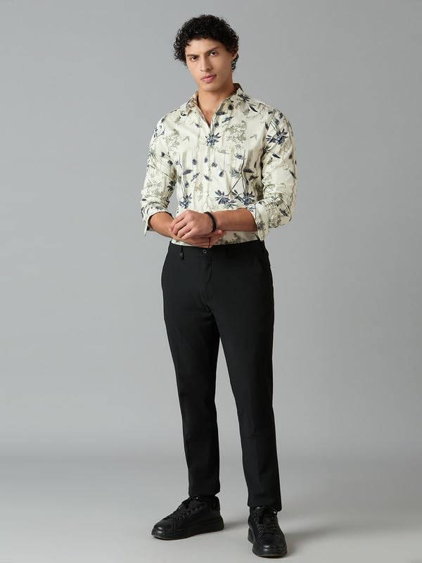 Image of Men's Printed Regular Fit Full Sleeves Cotton Formal Shirt