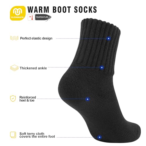 Closemate Women's Winter Boot Socks - 3 Pairs, Thick and Warm Gift