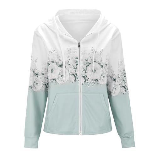 Sweat à capuche femme avec imprimé floral coloré et poches amples
