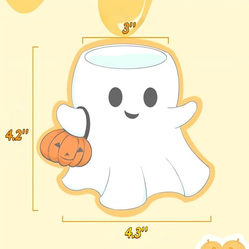 Taza de cerámica blanca con diseño de fantasma para café miniatura 6