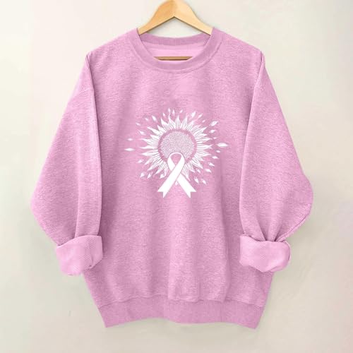 Sweatshirt Ruban Rose pull graphique décontracté col rond femme - 2