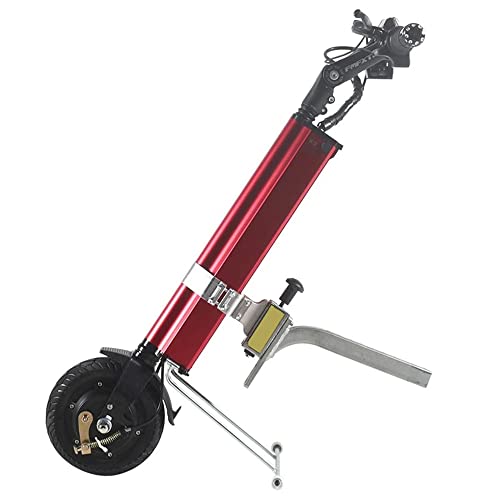 電動ハンドサイクル車椅子アタッチメント 電動車椅子変換キット 自走・輸送用車椅子 250W 車椅子トラクター (赤)