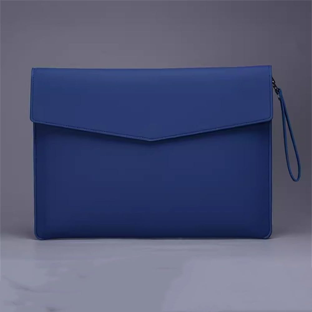 Skórzane etui na dokumenty, Etui na dokumenty ze skóry PU, wielokolorowe, 25,1 x 34,5 cm, do biura, domu i szkoły(Blue)