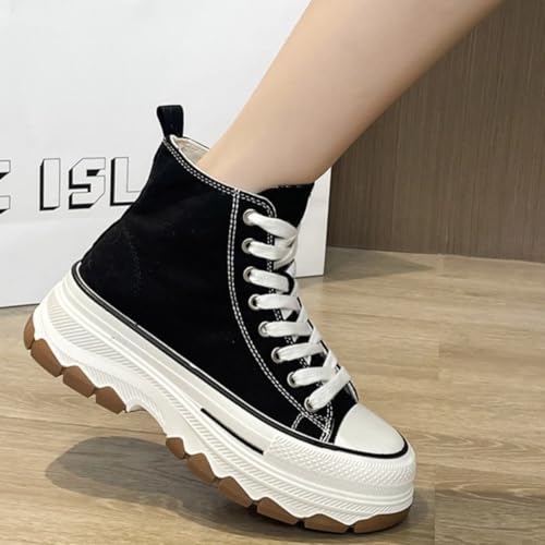 Canvas Chunky Platform Sneakers for Women & Girls Y2K Aesthetic 5cm Height Increase4