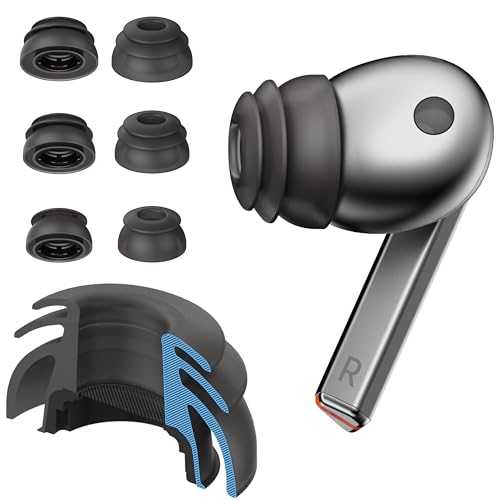 Premium Multi-Flange Eartips for Galaxy Buds3 Pro (Black Mixed(SML)) Always Fits Never Slips