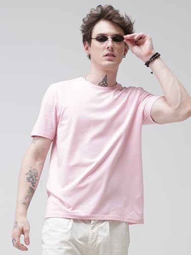 Image of TURMS Men's Casual Solid Round Neck T-Shirt, Odor Control, Stretchable & Breathable, Cotton Rich Fabric, Half Sleeve
