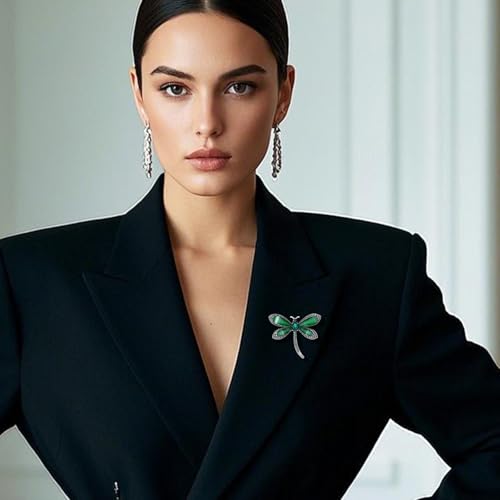 Image of Dragonfly Brooch Rhinestone /Enamel Dragonfly Brooches Lapel Pin for Women Elegant Outfits Dragonfly Jewelry Gifts