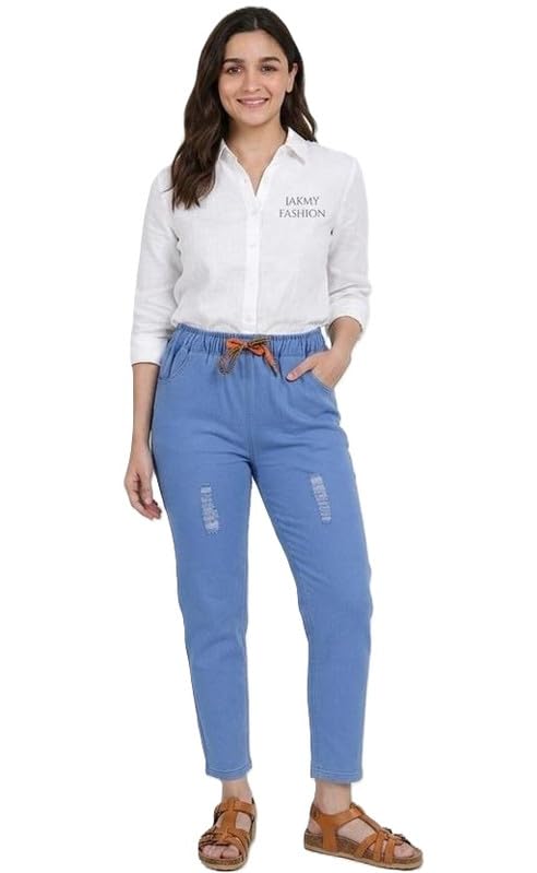 Women Jogger Jeans Denim High Waist Relaxed Fit Stretchable Casual Everyday Comfort Pants-image-26