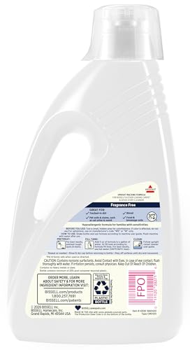 Image of BISSELL Free & Clear OXY Carpet Deep Clean Solution, for use in leading upright carpet cleaners, 60oz, Same powerful clean, gentle for families, Hypoallergenic formulation without dyes or fragrance