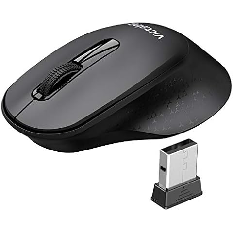 Kosiy VicTsing Wireless Mouse Mini Ergonomic, 2.4G Silent Mouse with USB Receiver, Portable Computer Mice with Independent Power Switch for PC, Tablet, Laptop, 18 Month Battery Life, Black Cover