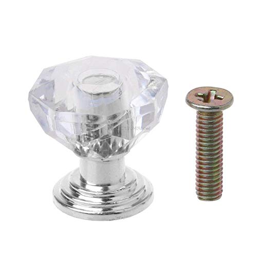 Tirador de cajón de perilla de gabinete de cristal con forma de diamante de 10 piezas para joyero-plata Cover